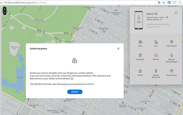 reset phone password with samsung find my mobile