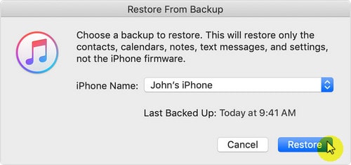 restore the most relevant itunes backup