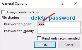 remove readonly password protection excel