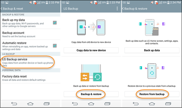 restore data from local backup