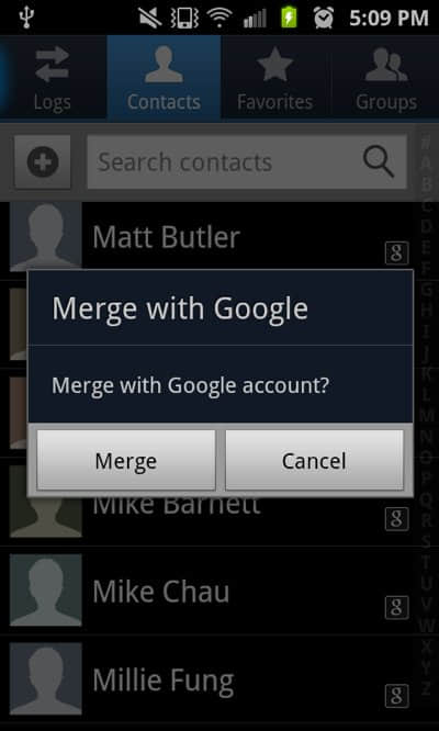 merge android cotnacts google