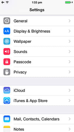 ios settings mail contacts calendars