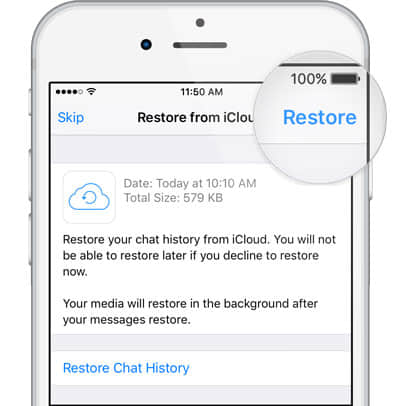 whatsapp restore from icloud