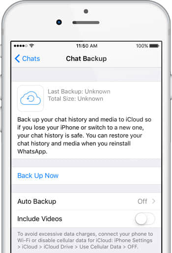 whatsapp backup to icloud