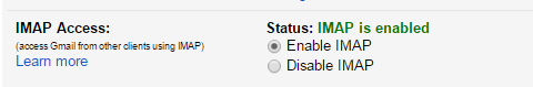 imap email is enabled