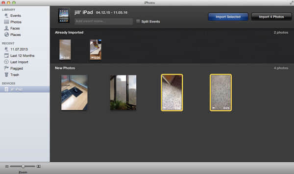 select camera video iphoto