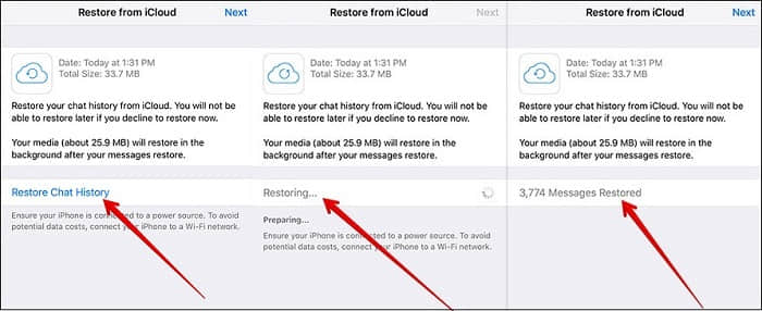 restore whatsapp images from icloud