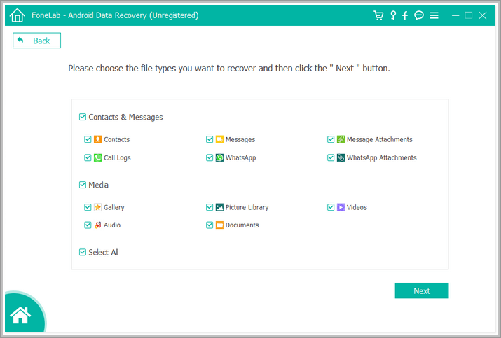 choose recoverable samsung file types 