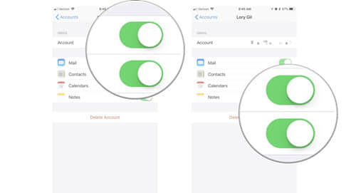 check sync setting turn on contacts