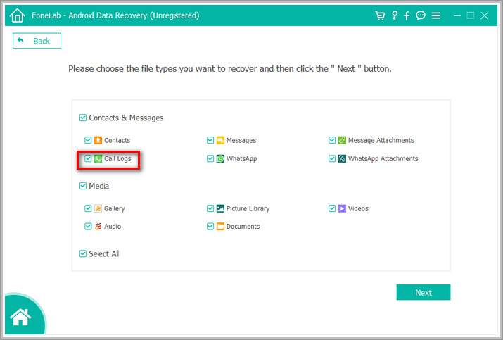 choose call log in the list