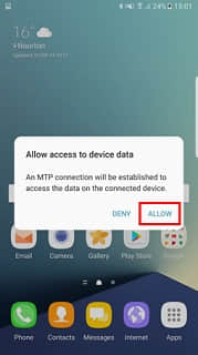 tap allow when connect with usb