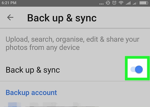 turn on backup and sync on samsung device