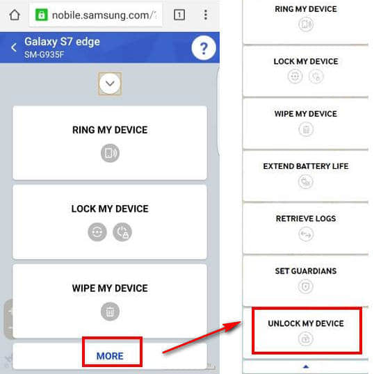 unlock samsung phone and set password