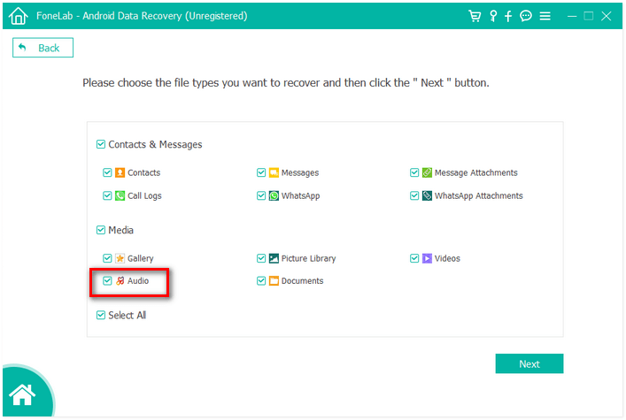 choose audio file types on computer