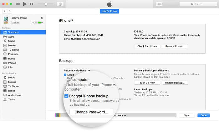 check if encrypted iphone backup