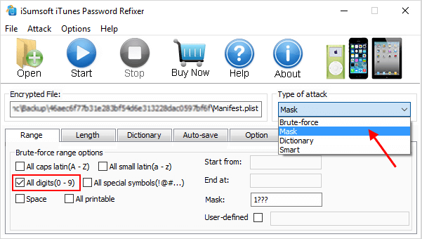 itunes default backup password never set
