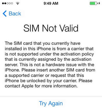 carrier locked iphone sim not valid