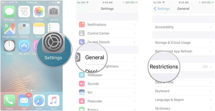 make sure iPhone‘s restrictions off