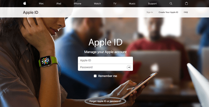 click Forgot Apple ID or Password option