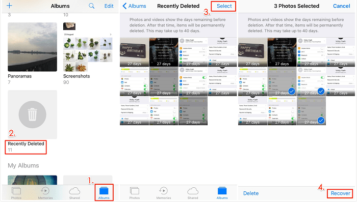 recover deleted photos from iPhone via recently deleted