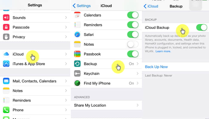 backup messages to icloud atuomatically