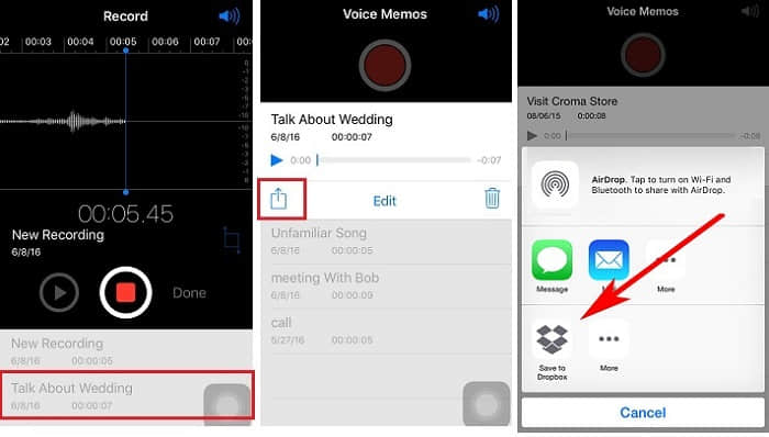 Get Voice Memos off iPhone via Dropbox