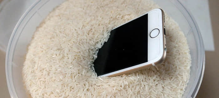 place iPhone in uncooked rice