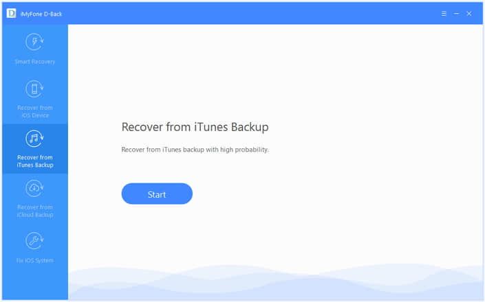 select recover from iTunes backup
