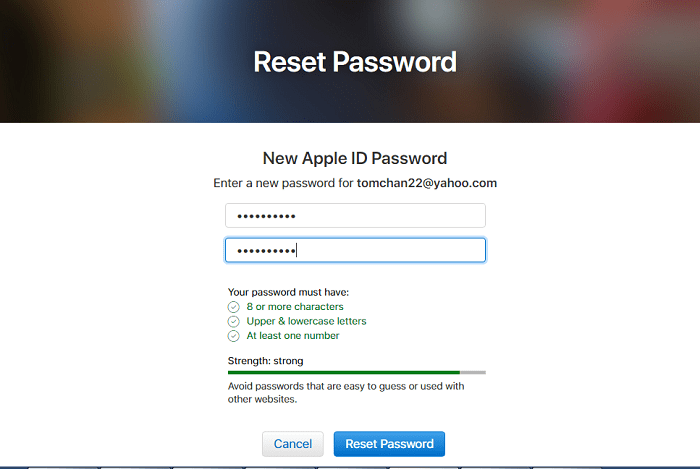 enter a new password and remember it