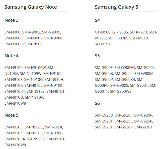 supported screen broken samsung device model