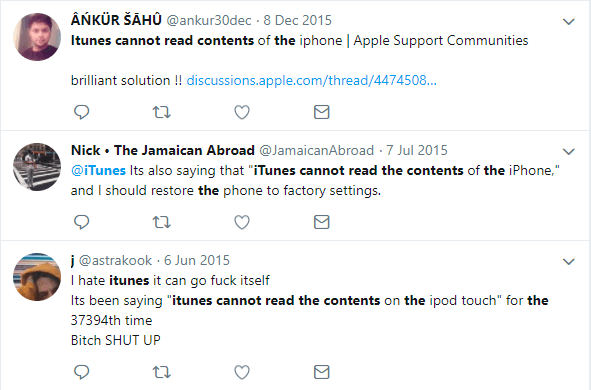 itunes cannot read the contents of the iphone