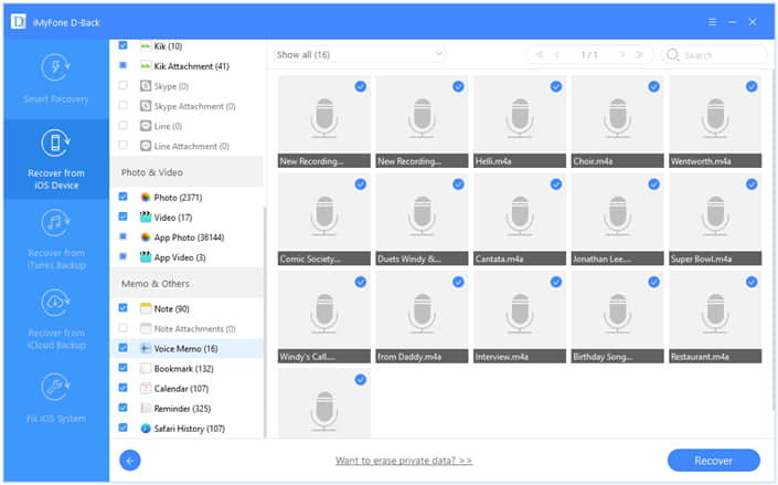 recover lost iPhone voice memos from device