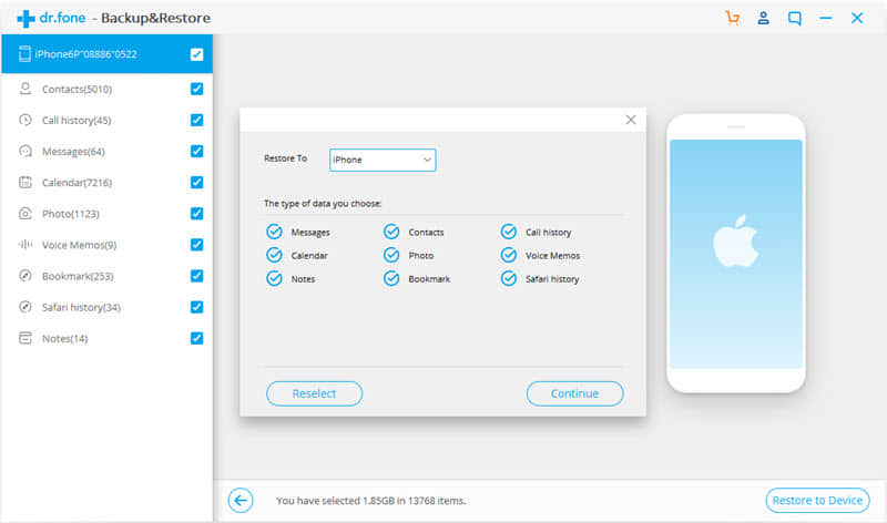 restore data from icloud backup to ios device