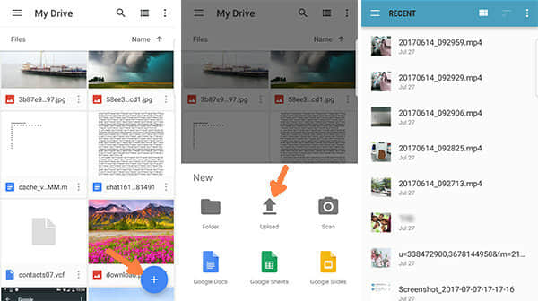 upload videos from android to google drive