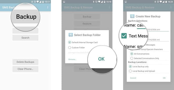 backup samsung texts with sms backup and restore app