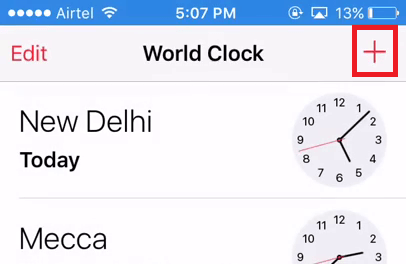 go to world clock add another clock
