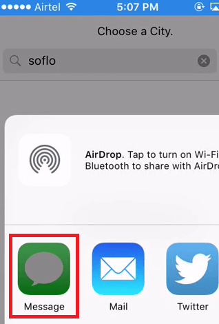 tap on messages when airdrop appears
