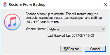 select itunes backup file after unlocking disabled iphone