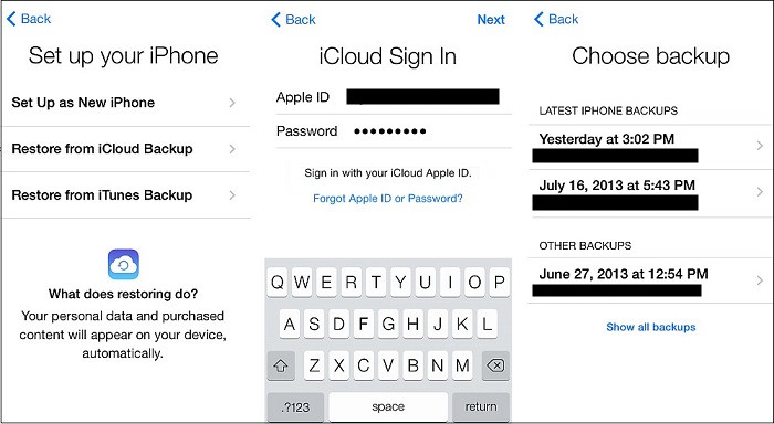 restore iphone with icloud backup