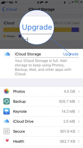 upgrade icloud storage plan