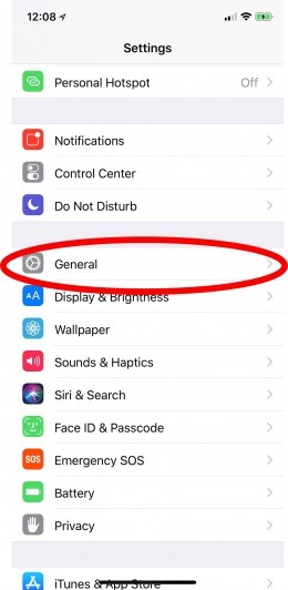 go to settings to select general