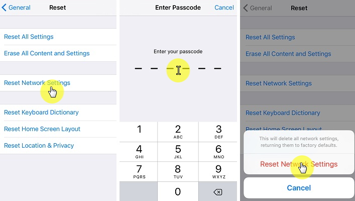 reset network settings to load icloud contacts