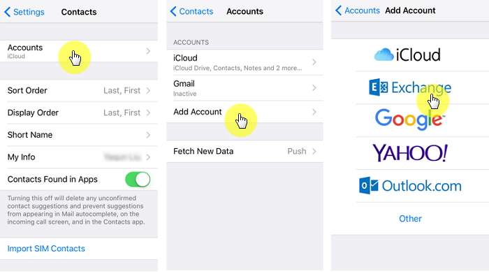 retrieve missing iphone contacts from deleted email account