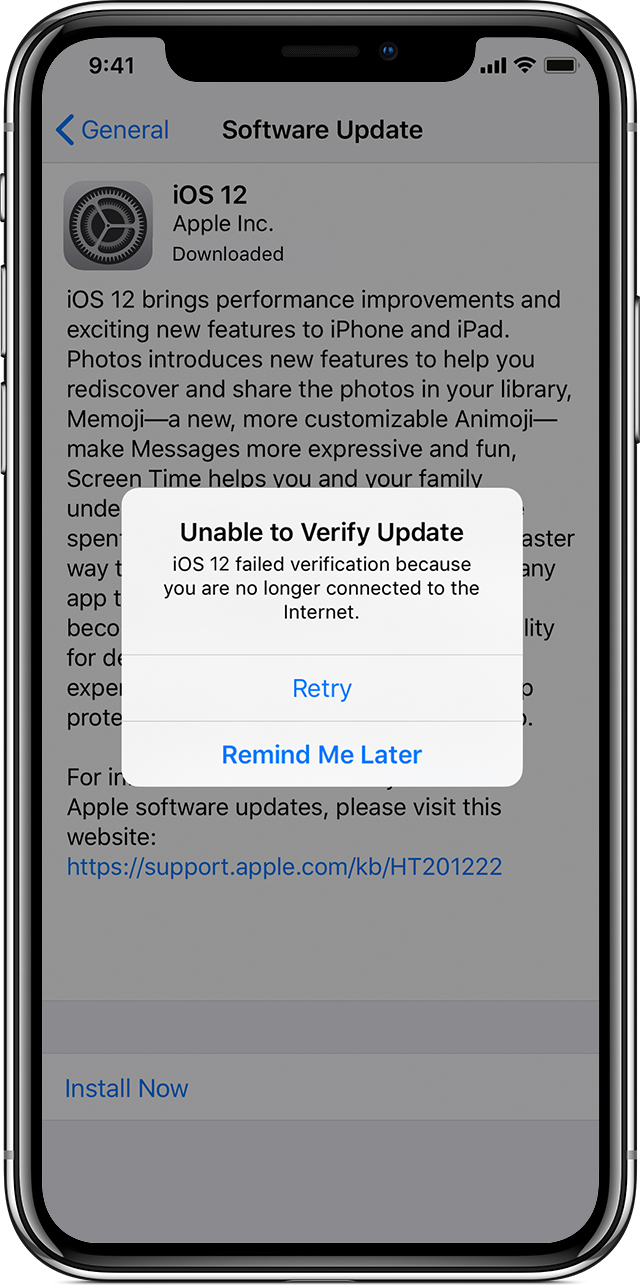 unable to verify update iphone