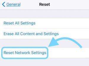 reset network settings to fix iphone disconnect to wifi
