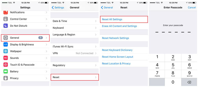 reset all settings iphone alarm