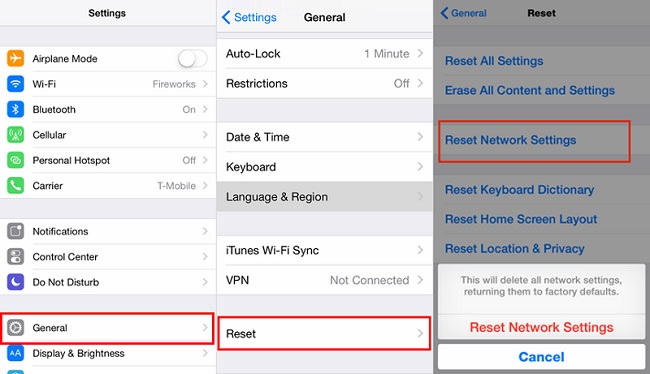 reset iphone network settings fix itunes download software update