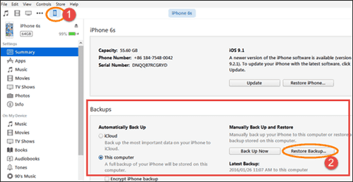 restore iphone messages from itunes whole backup