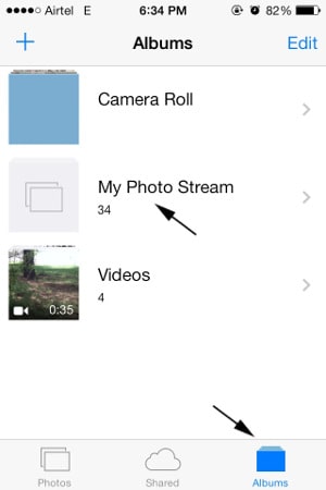 choose my photo stream on ipad