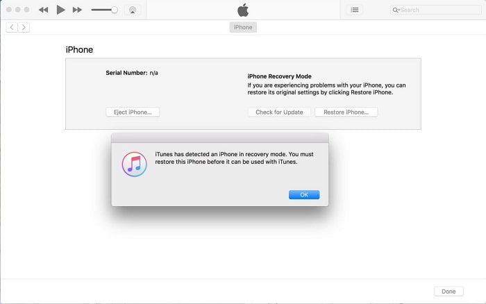 choose restore iphone in itunes